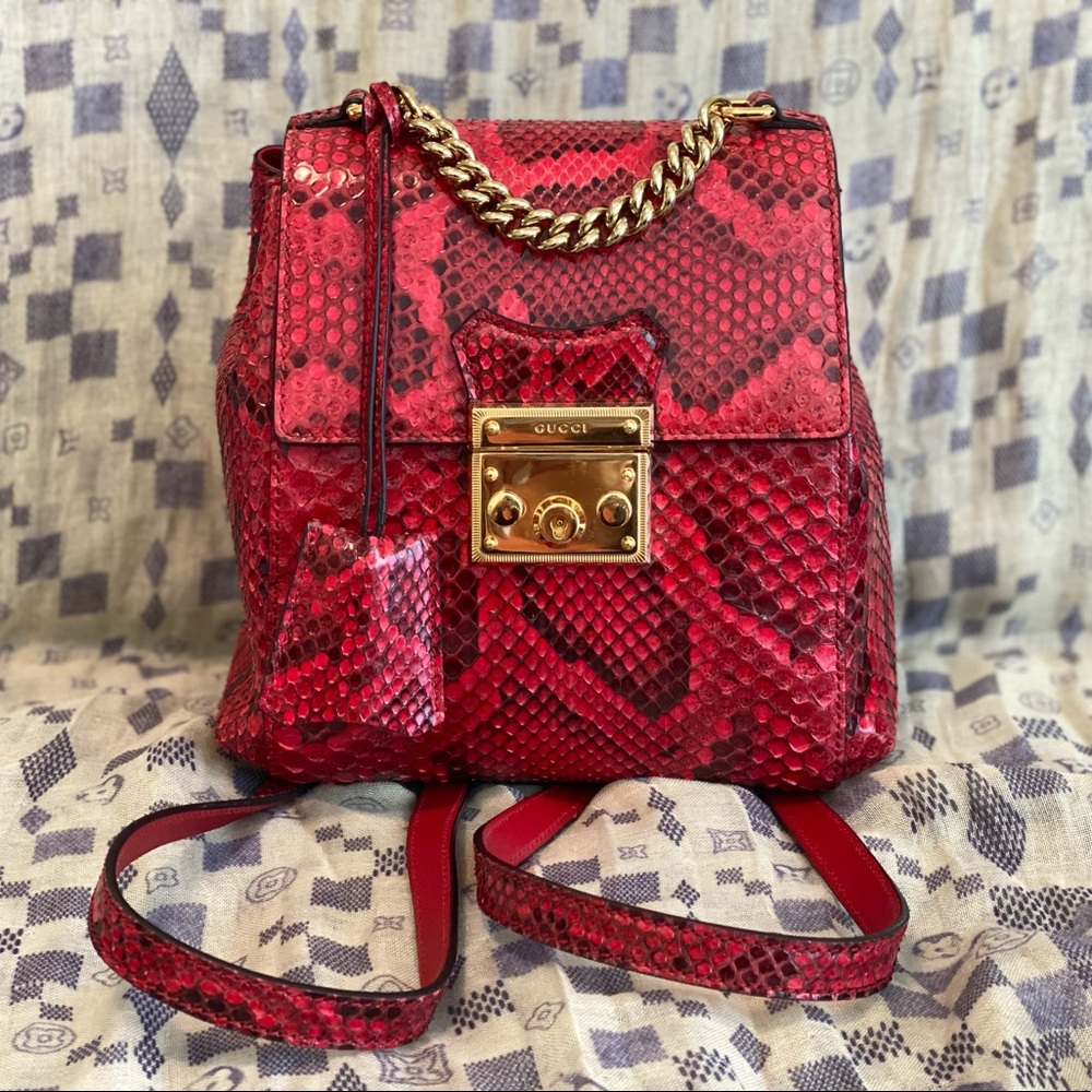 *RARE*Authentic Gucci Padlock Python Mini Backpack